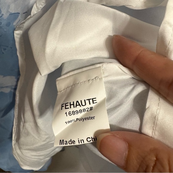 Fehaute Blue Floral Chiffon Halter Sleeveless Midi Dress Size 8 - Picture 5 of 12